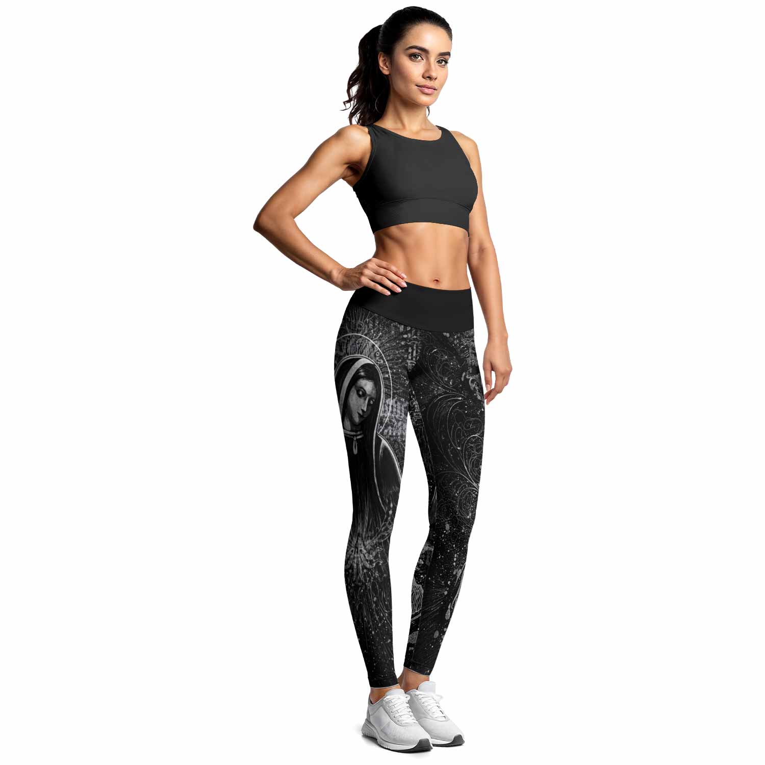 Virgin Mary Women's Leggings - lifestyle view