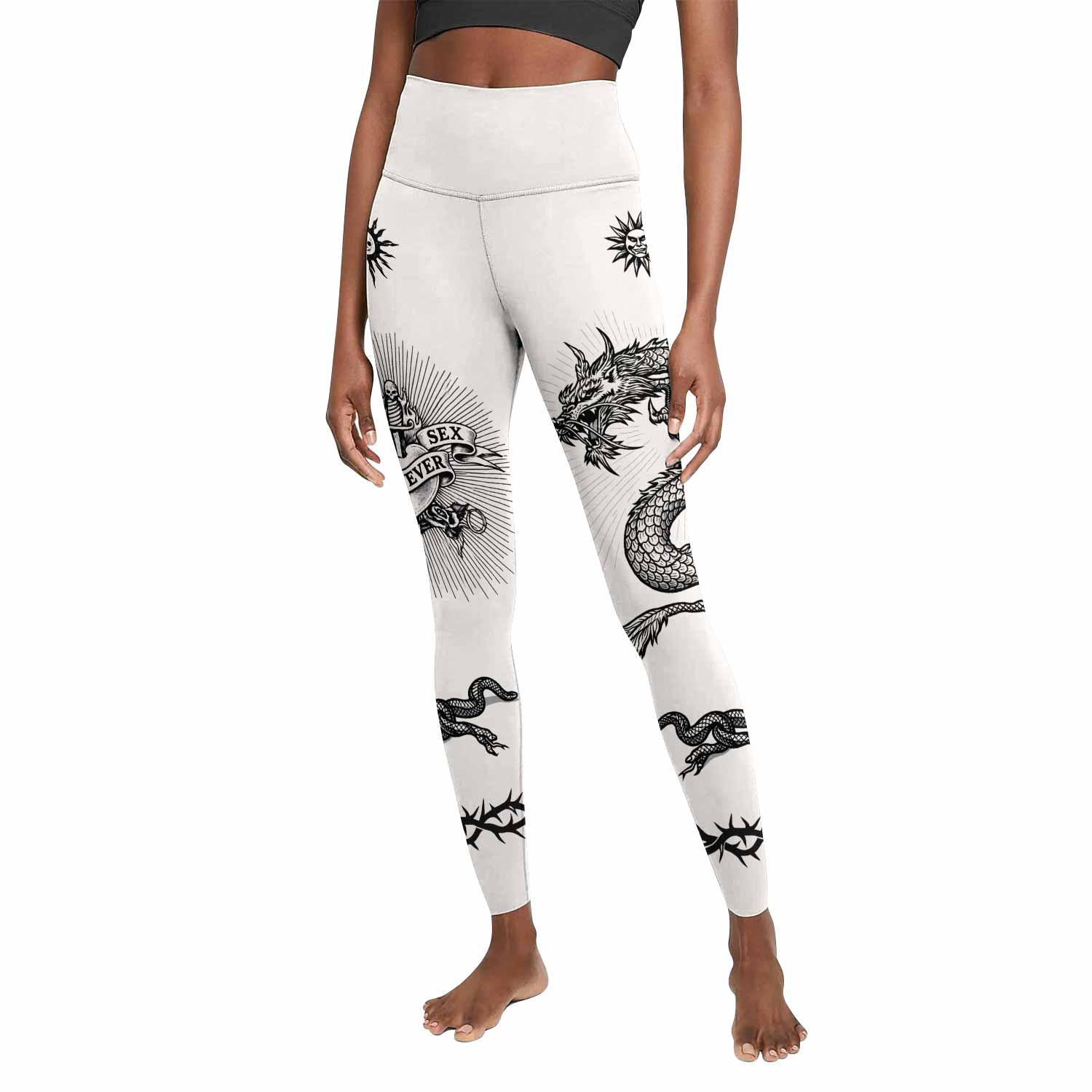 Dragon Tattoo Women's Leggings - front view mockup