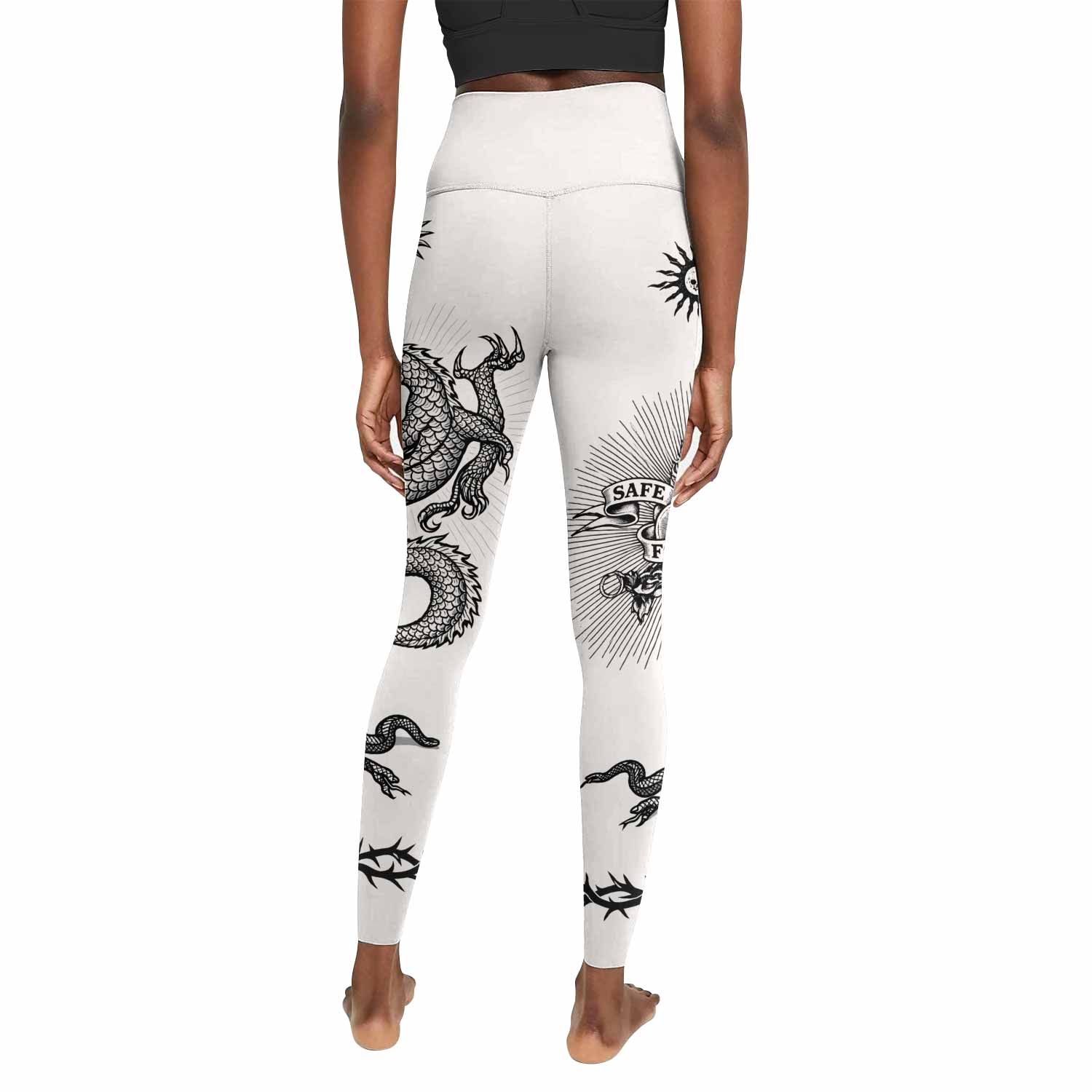 Dragon Tattoo Women's Leggings - back view mockup