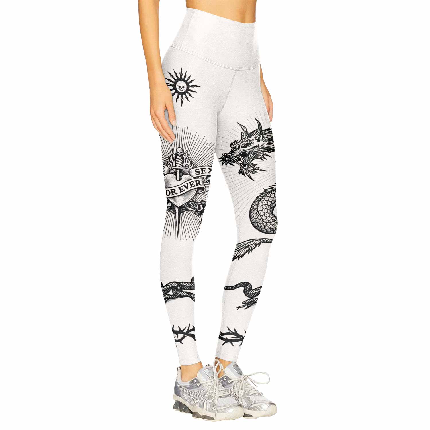 Dragon Tattoo Women's Leggings - right side mockup
