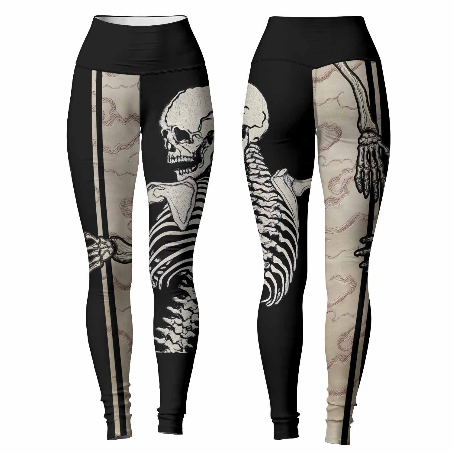 Bare Bones Skeleton Women's Leggings - front and back view