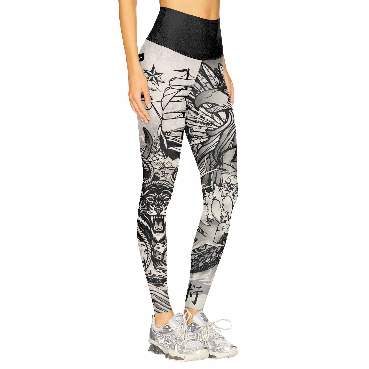 Savage Ocean Irezumi Women's Leggings - right side mockup