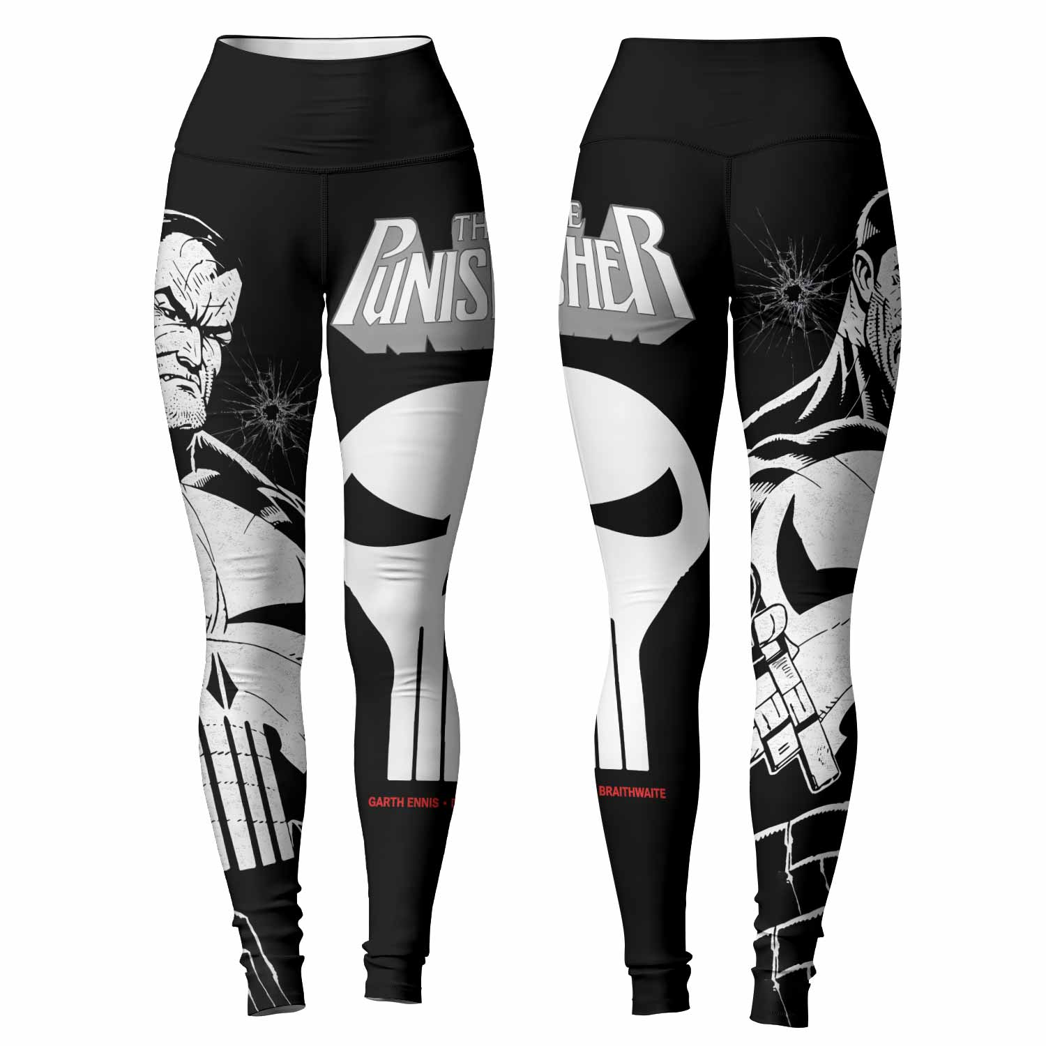 The Punisher Comic Frank Castle Women's Leggings - front and back view