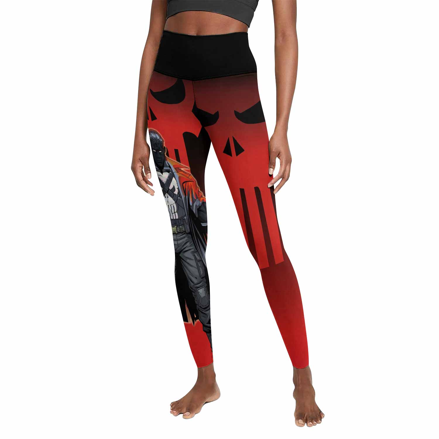 The Punisher Red Frank Castle Women's Leggings - front view mockup