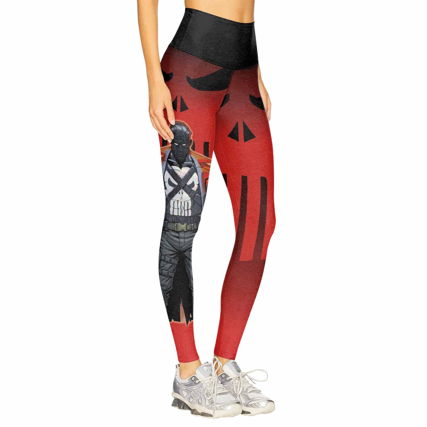 The Punisher Red Frank Castle Women's Leggings - right side mockup