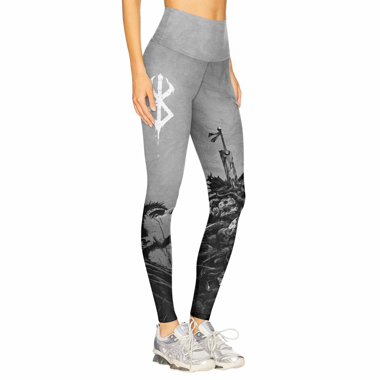 Berserk Guts Sorrow Women's Leggings - right side mockup