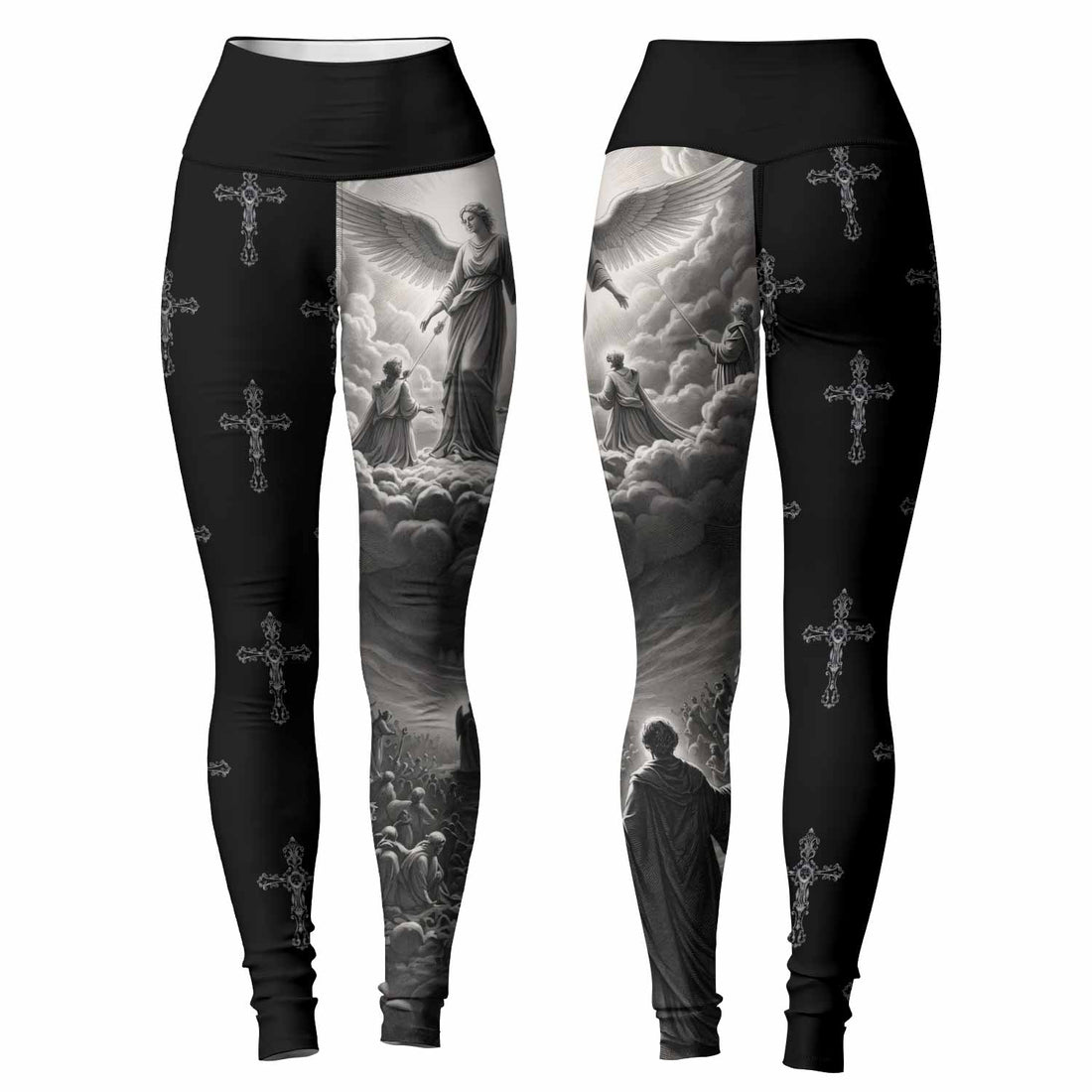 Jesus Saves Angel Ascension Women's Leggings - lifestyle view
