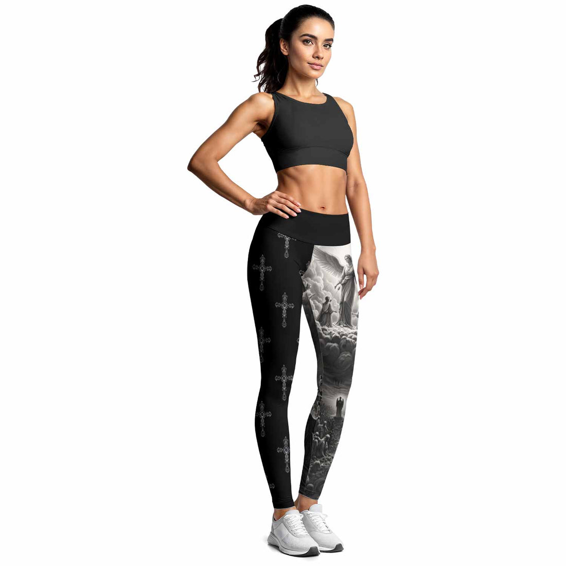 Jesus Saves Angel Ascension Women's Leggings - lifestyle view