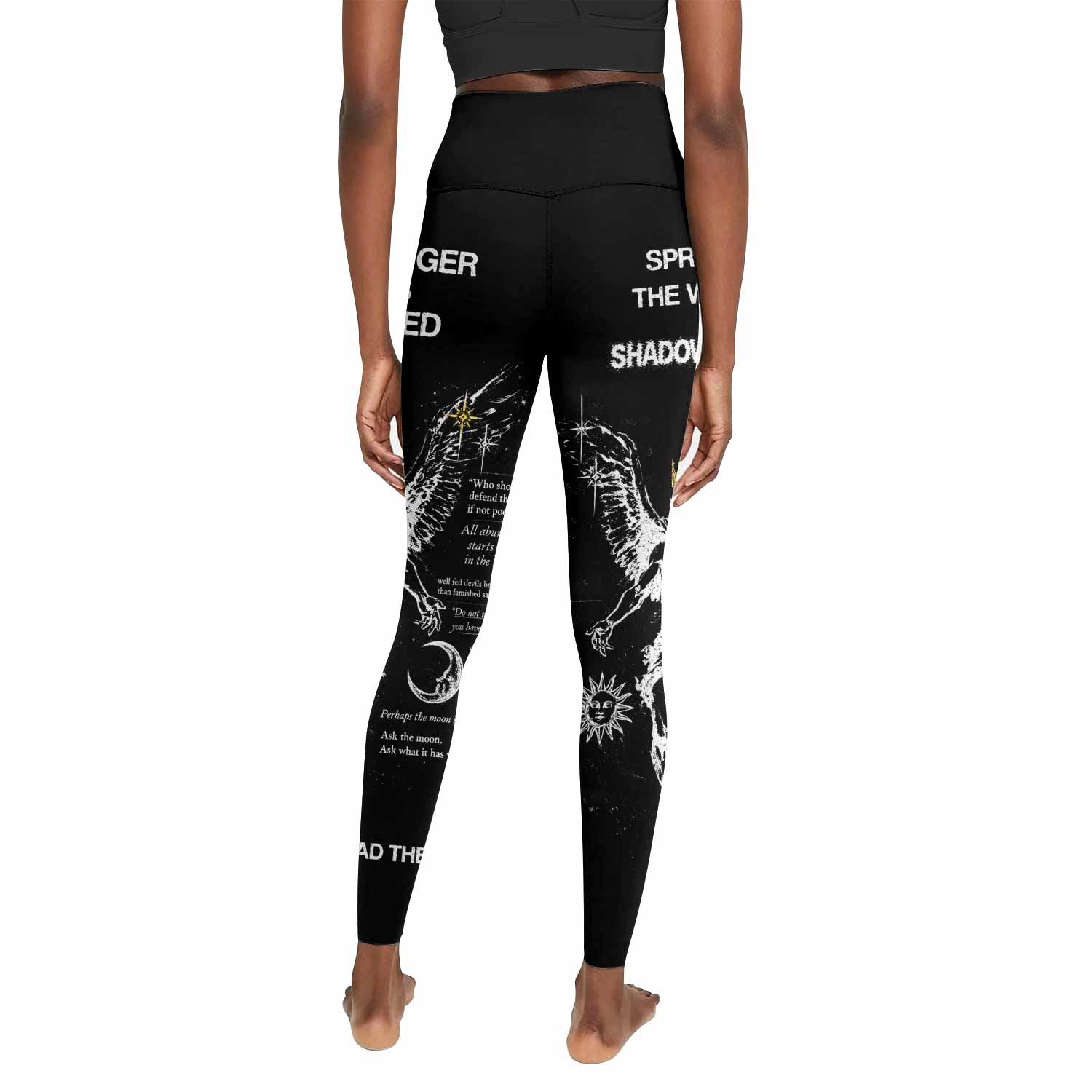 The Messenger Has Arrived Black Women's Leggings - back view mockup