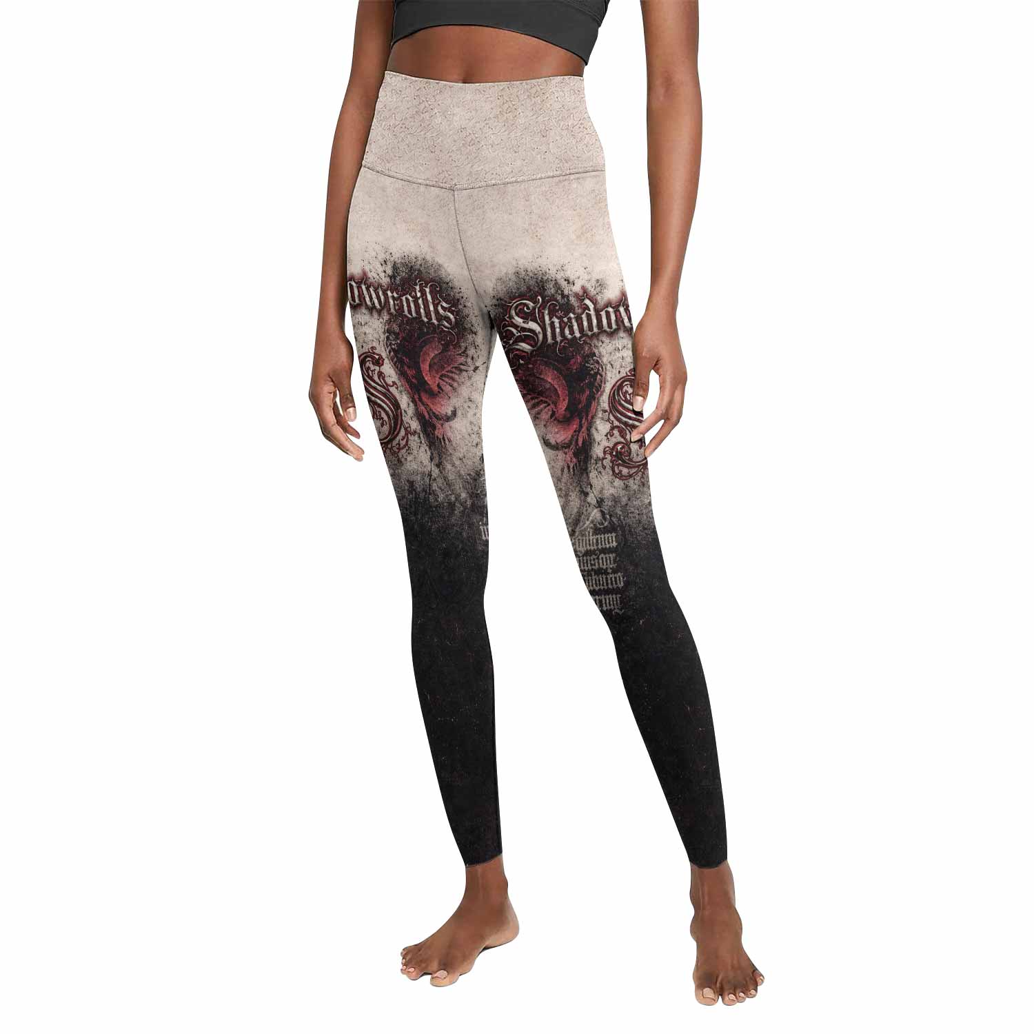 Grunge Smoke Gothic Women's Leggings - front view mockup