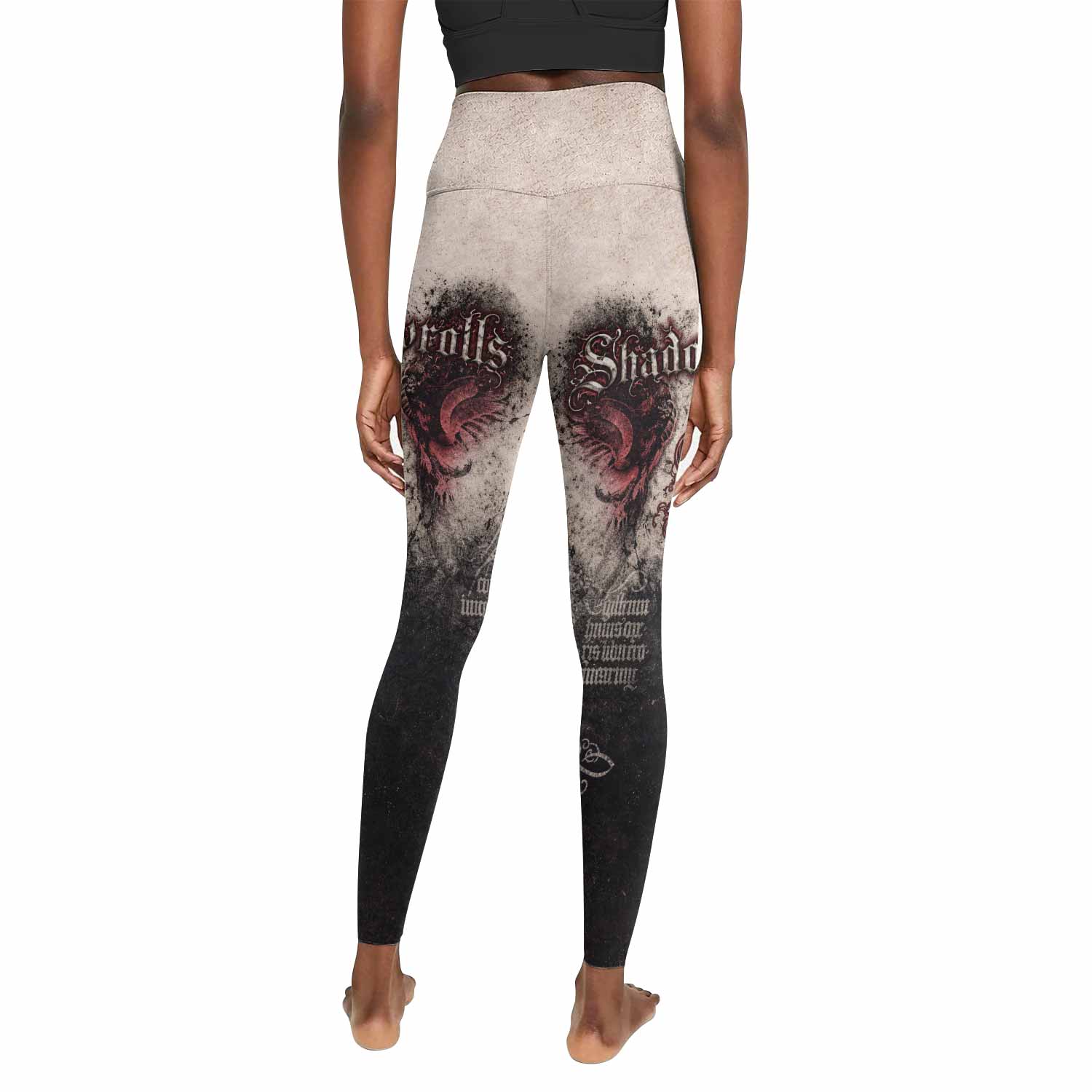 Grunge Smoke Gothic Women's Leggings - back view mockup
