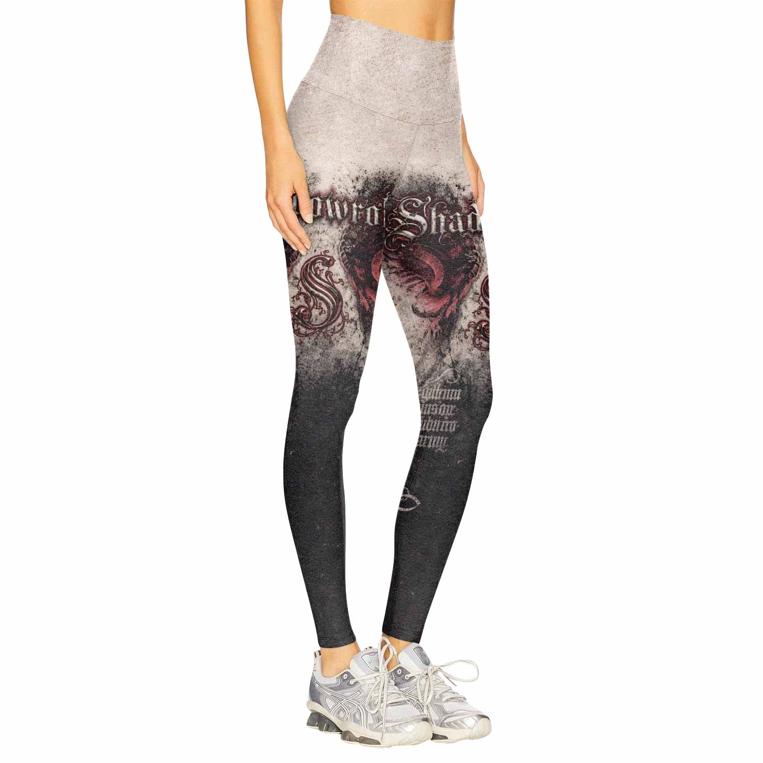 Grunge Smoke Gothic Women's Leggings - right side mockup