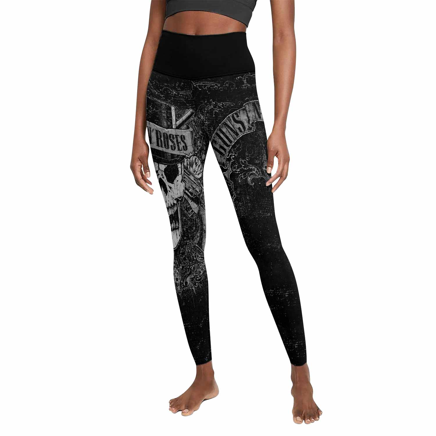 Guns N' Roses Skull Women's Leggings - front view mockup