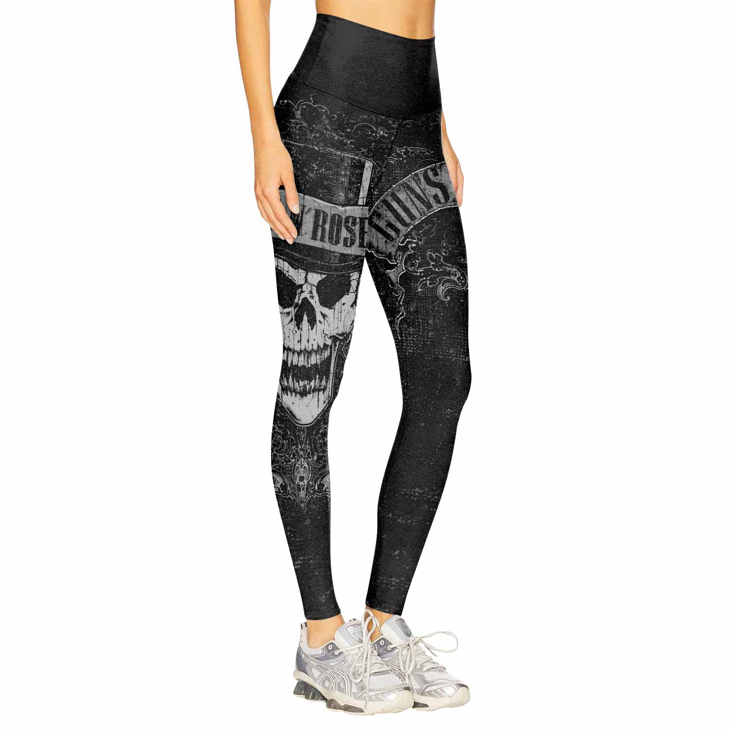 Guns N' Roses Skull Women's Leggings - right side mockup
