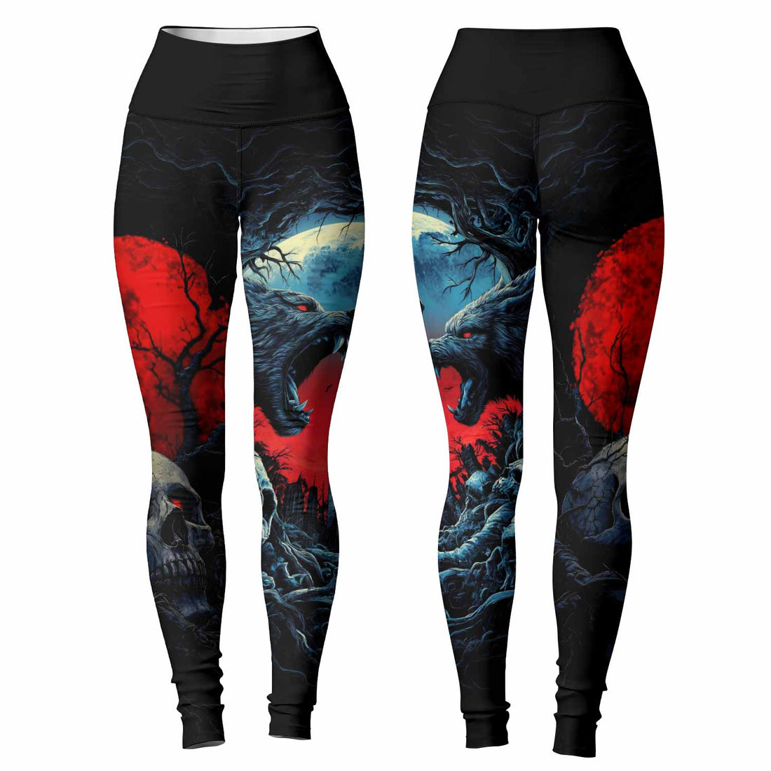 Twin Wolf Apocalypse Women's Leggings - lifestyle view