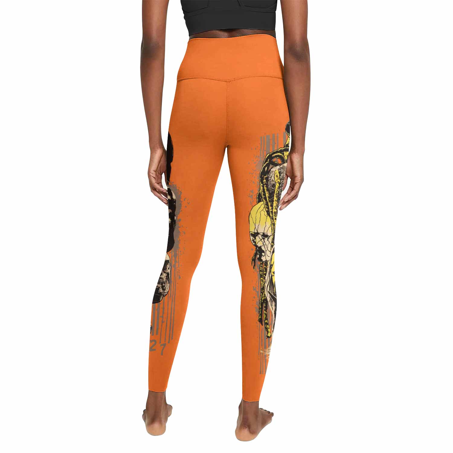 Slipknot Splatter Orange Women's Leggings - back view mockup
