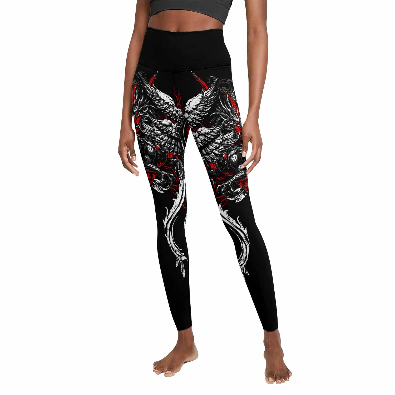 Crimson Seraphim Women's Leggings - front view mockup
