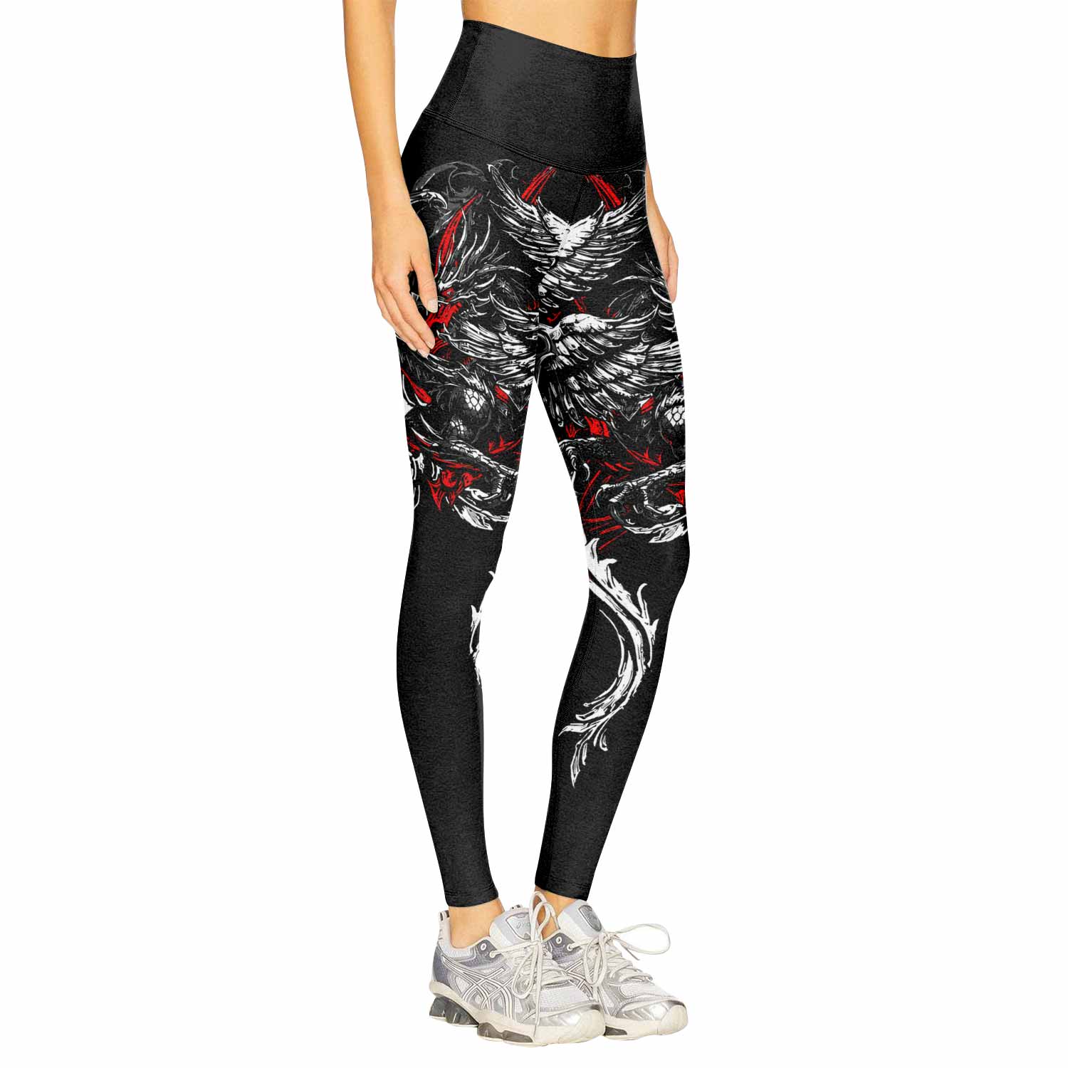 Crimson Seraphim Women's Leggings - right side mockup