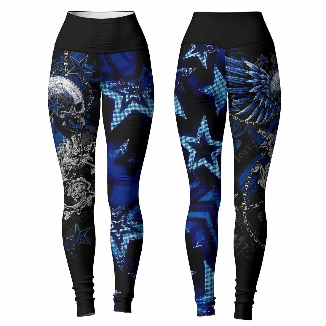 Blue Winged Skull Women's Leggings - lifestyle view
