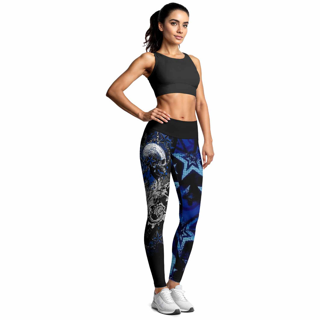 Blue Winged Skull Women's Leggings - lifestyle view