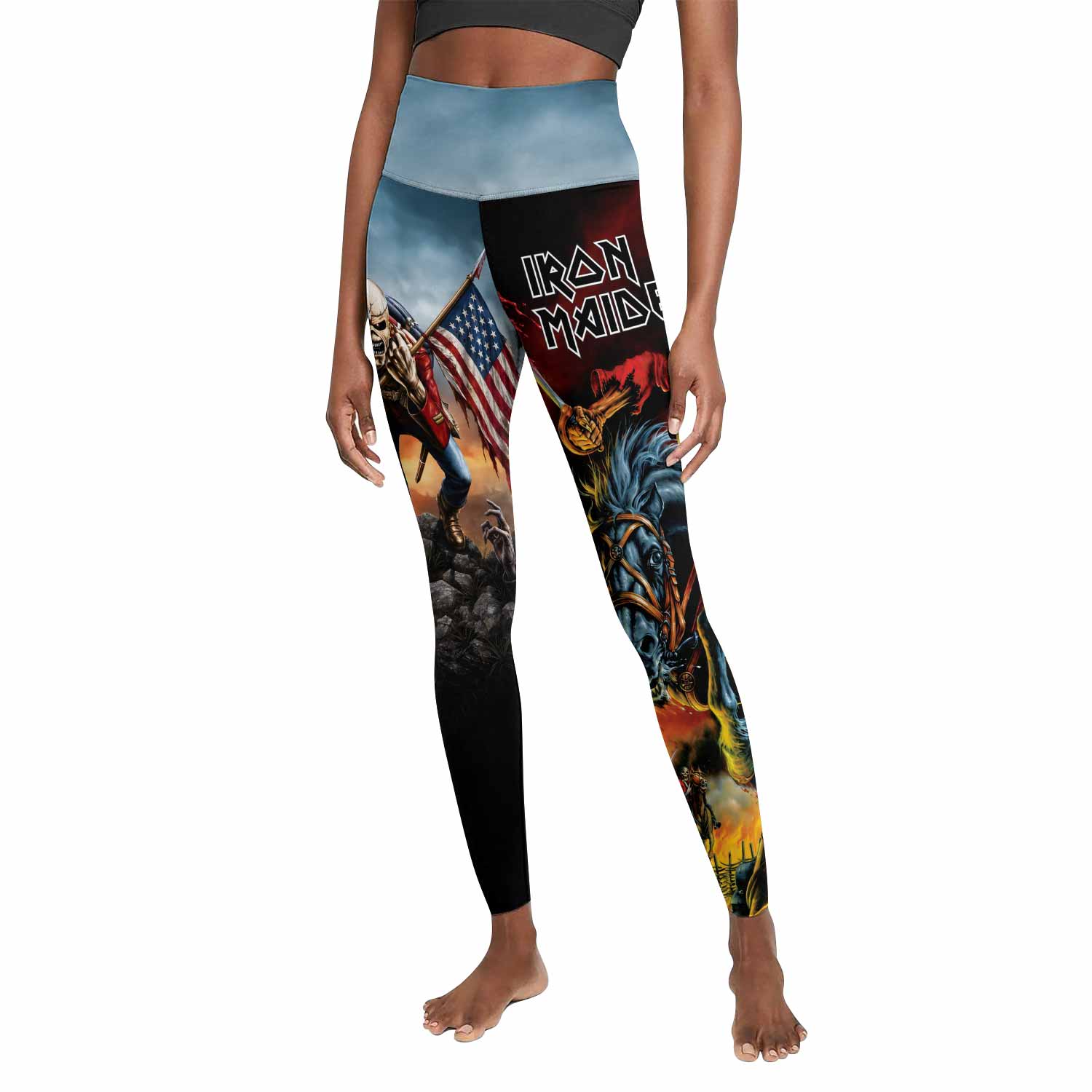 Iron Maiden American Flag Women's Leggings - front view mockup