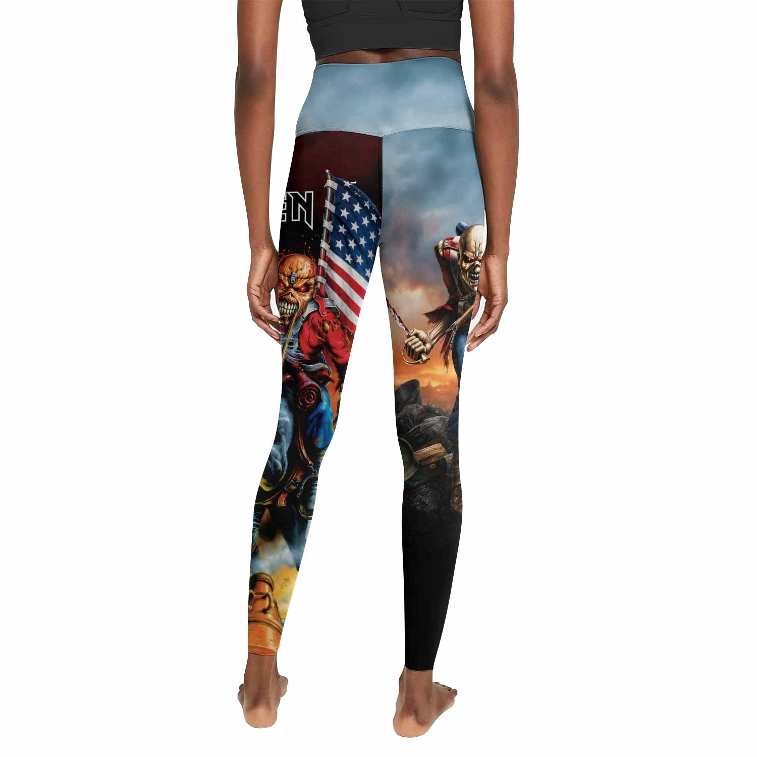 Iron Maiden American Flag Women's Leggings - back view mockup
