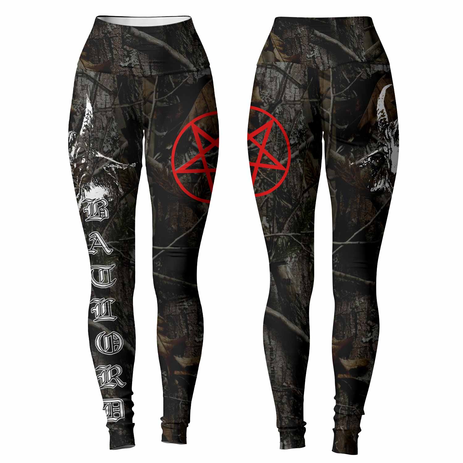 Bathory Sigil of Baphomet Women's Leggings - front and back view