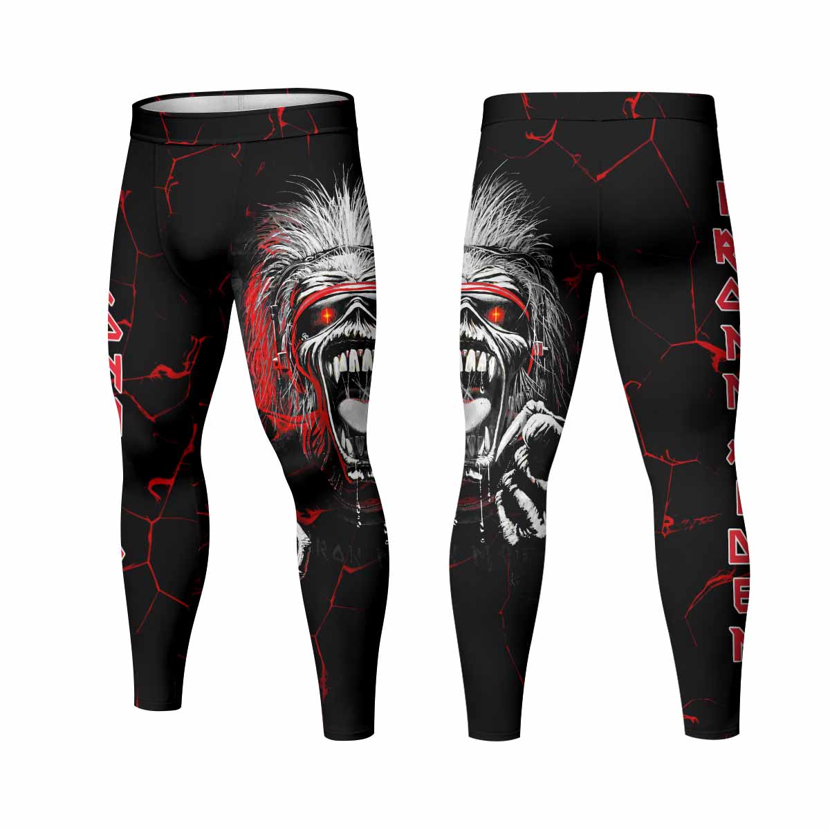 Iron Maiden A Real Dead One Men's Leggings - front and back view
