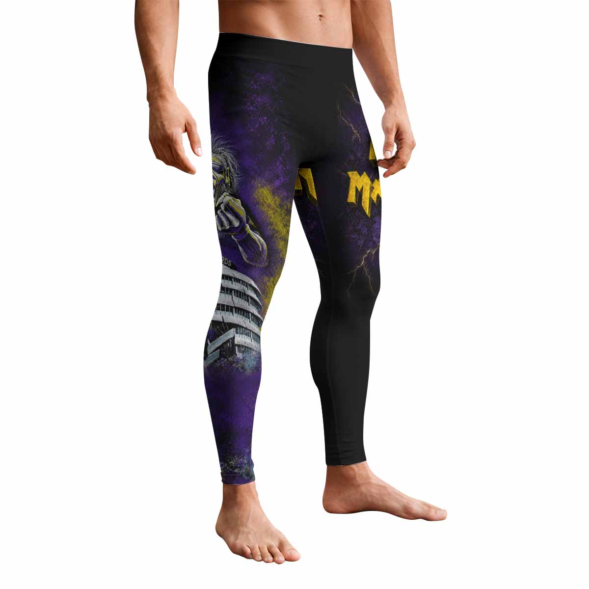Iron Maiden Capitol Chaos Eddie Men's Leggings - front view mockup