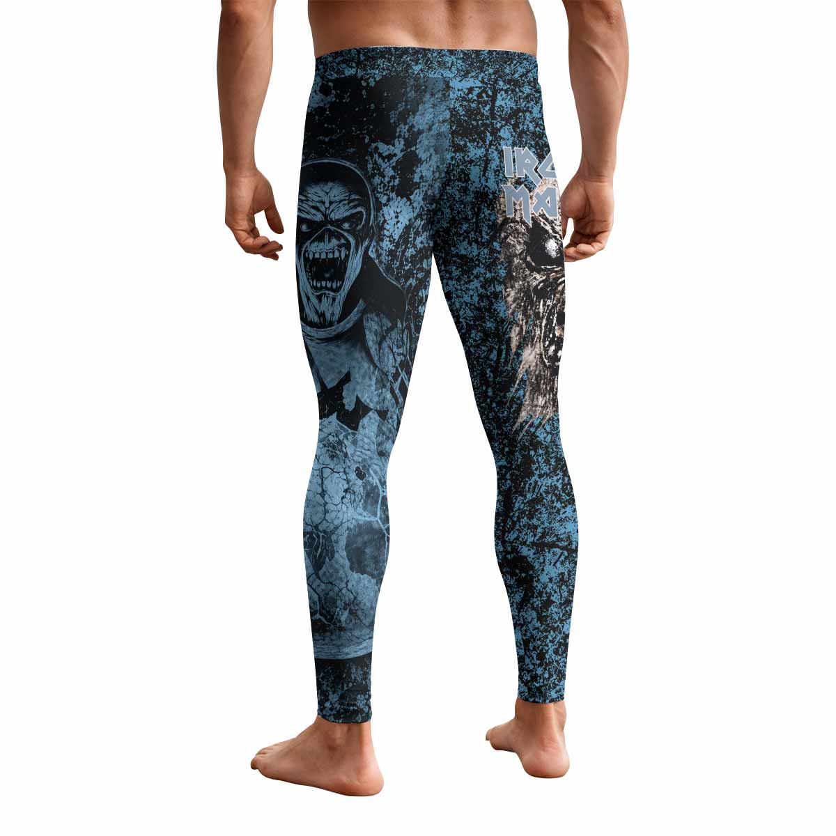 Iron Maiden Fear Reaper Eddie Men's Leggings - back view mockup