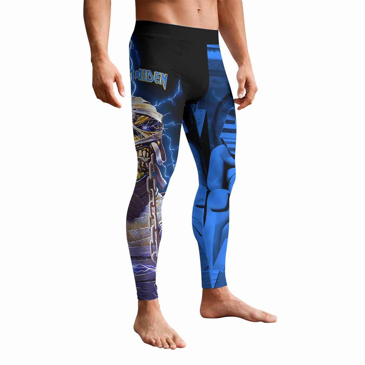 Iron Maiden Powerslave Mummy Eddie Men's Leggings - front view mockup