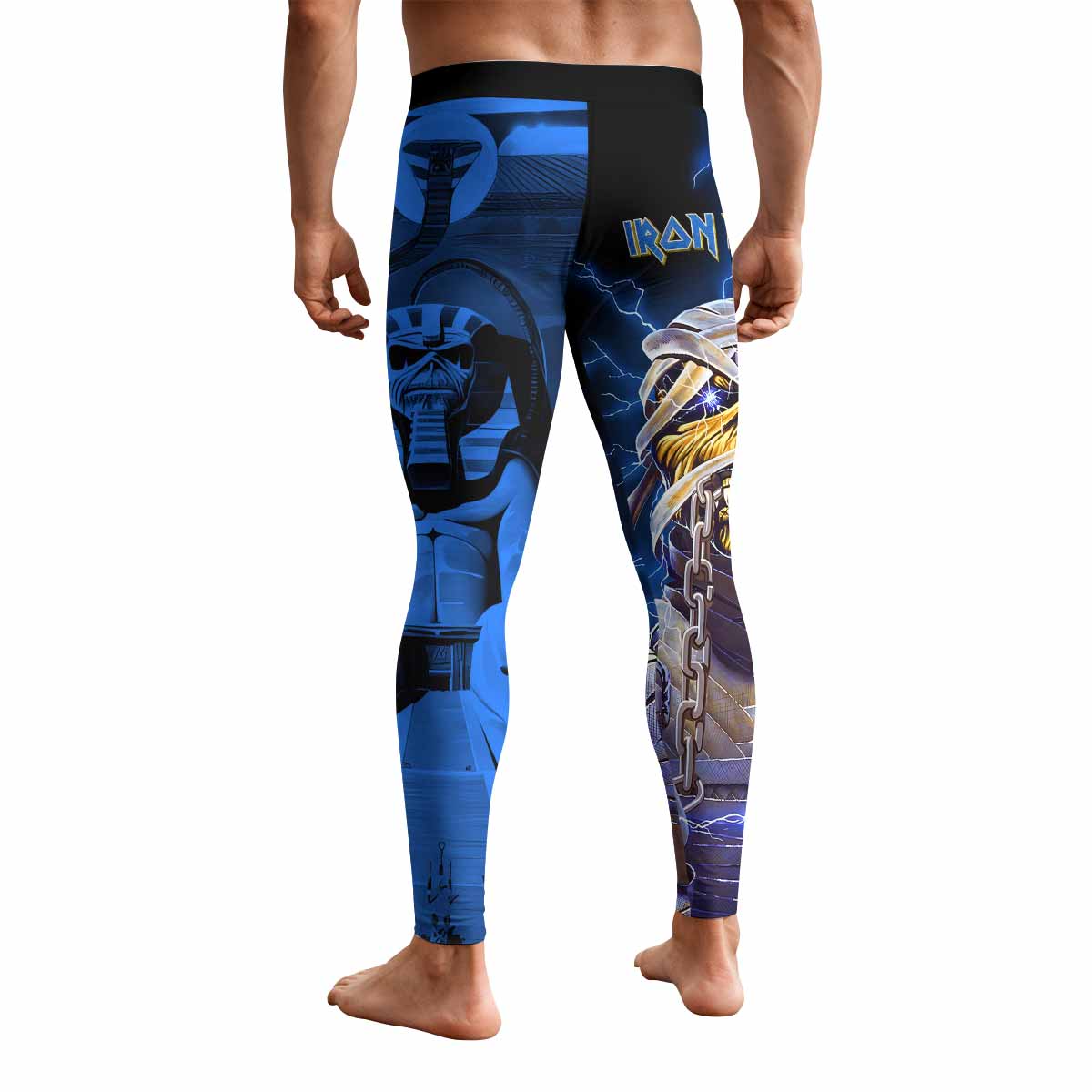 Iron Maiden Powerslave Mummy Eddie Men's Leggings - back view mockup