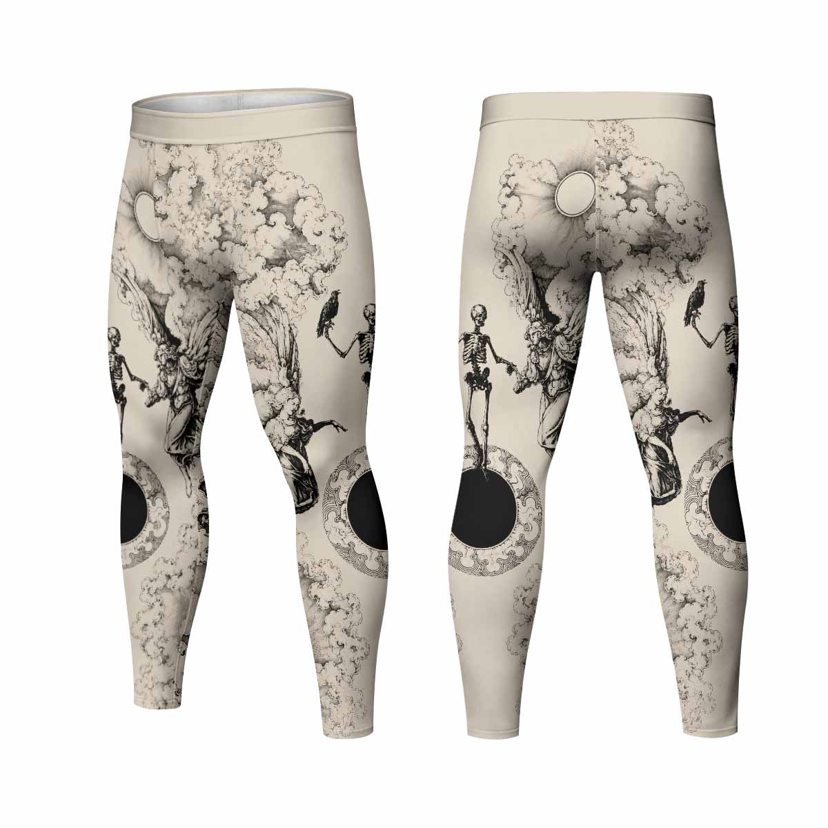 Celestial Memento Mori Men's Leggings - front and back view