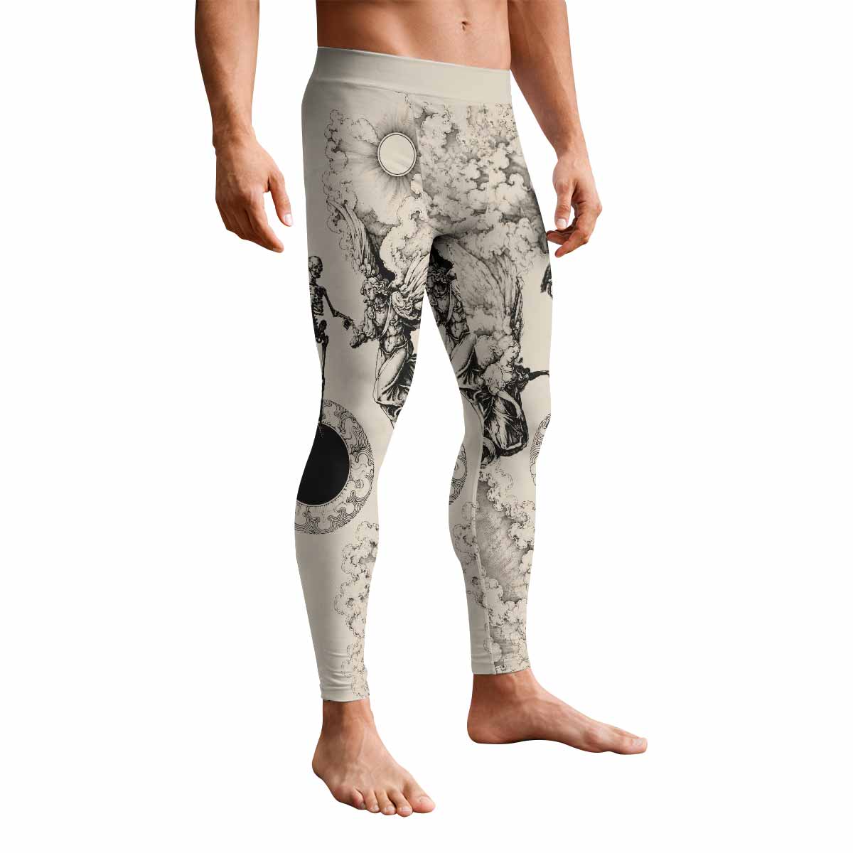 Celestial Memento Mori Men's Leggings - front view mockup