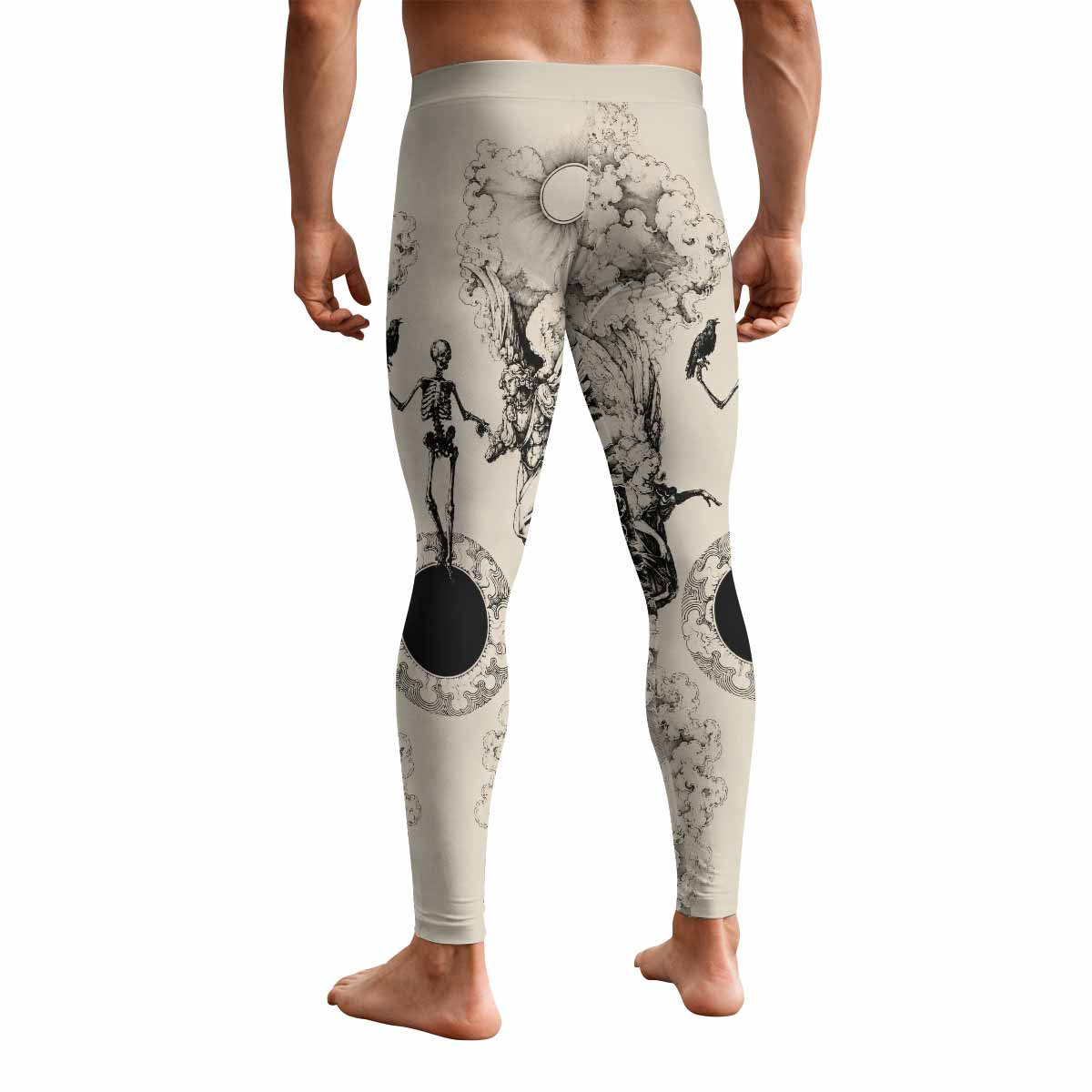 Celestial Memento Mori Men's Leggings - back view mockup
