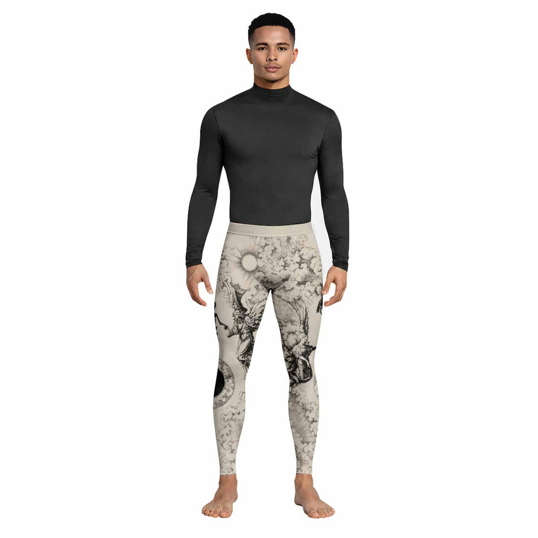Celestial Memento Mori Men's Leggings - lifestyle view