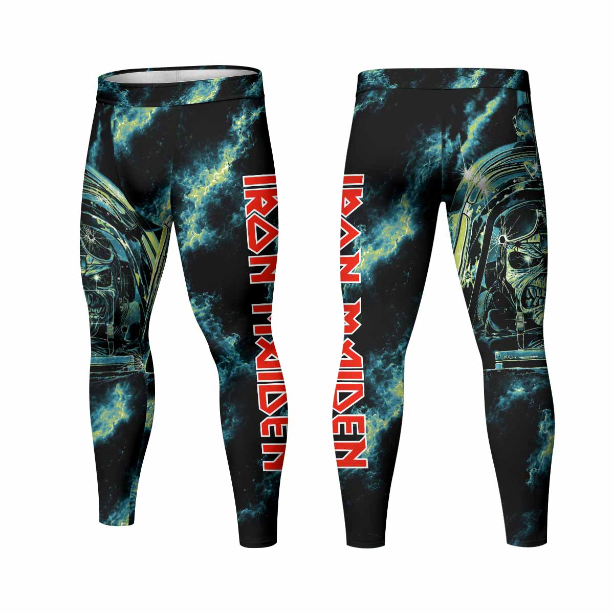 Iron Maiden Aces High Eddie Pilot Men's Leggings - front and back view