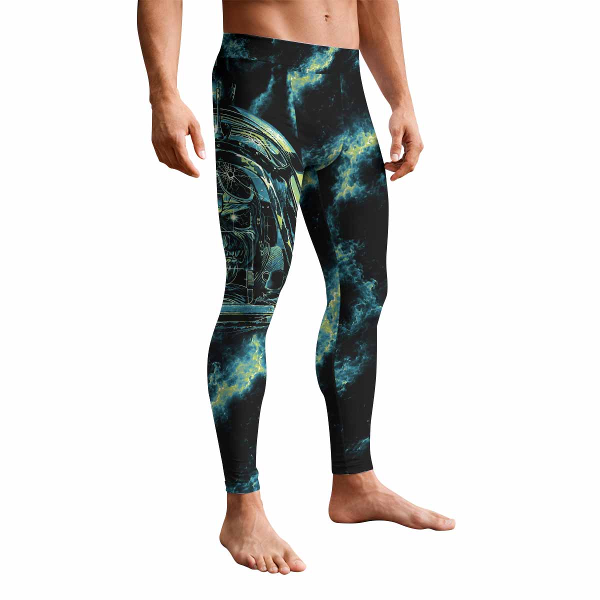 Iron Maiden Aces High Eddie Pilot Men's Leggings - front view mockup