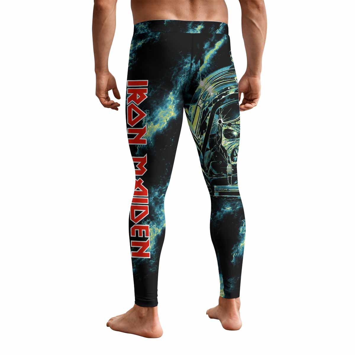 Iron Maiden Aces High Eddie Pilot Men's Leggings - back view mockup