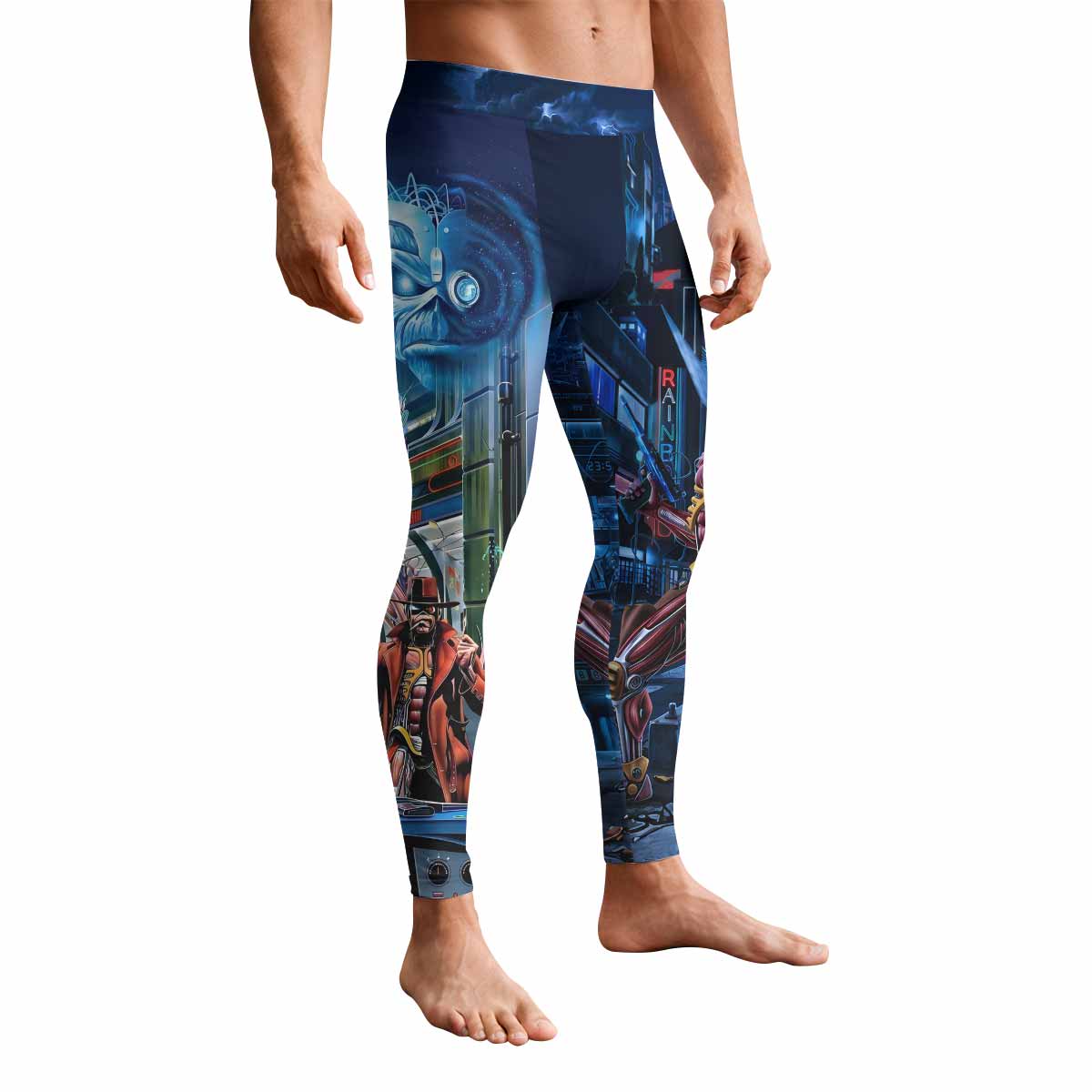 Iron Maiden Somewhere in Time Eddie Cyborg Men's Leggings - front view mockup