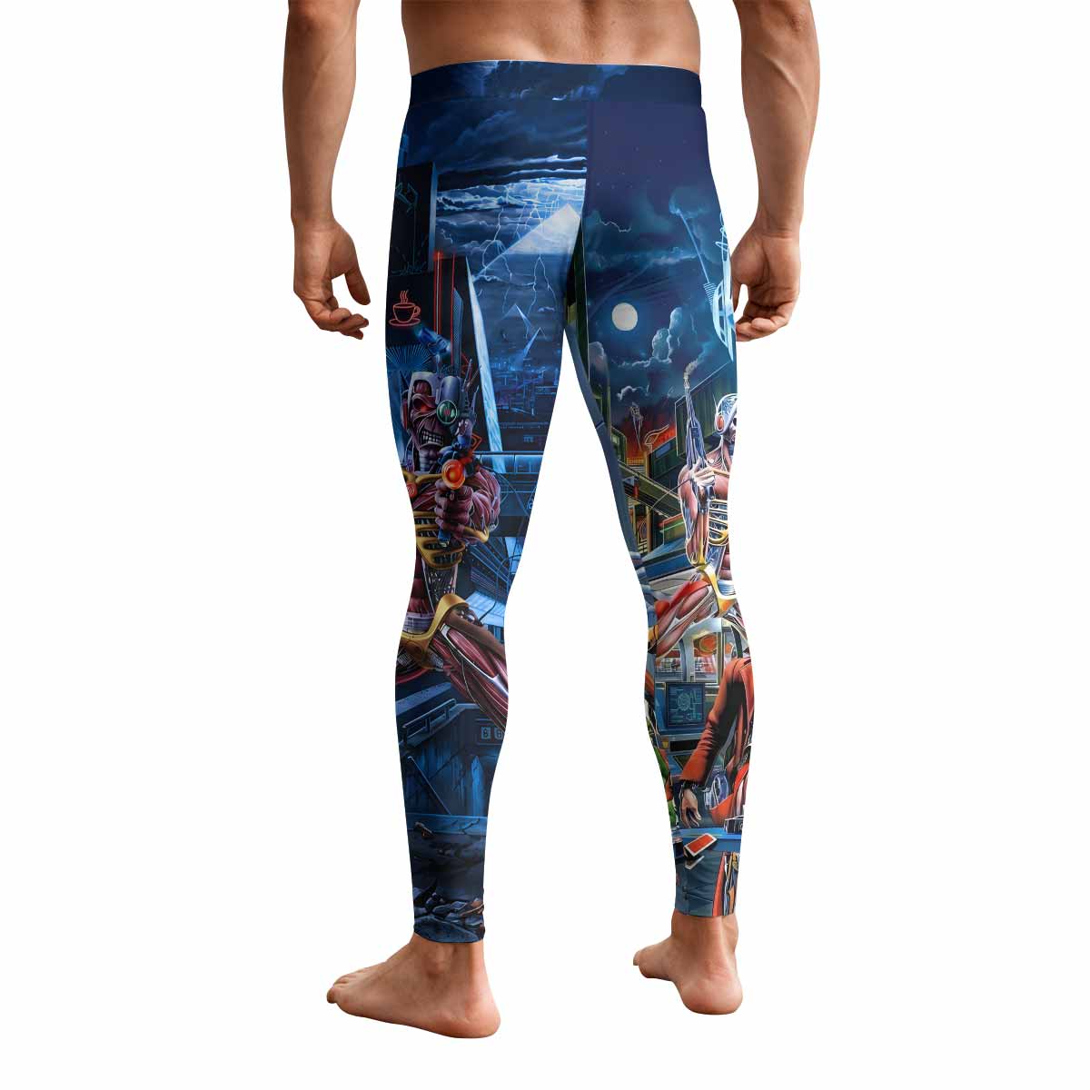 Iron Maiden Somewhere in Time Eddie Cyborg Men's Leggings - back view mockup