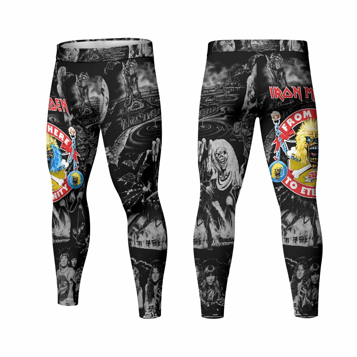 Iron Maiden From Here to Eternity Eddie Men's Leggings - front and back view