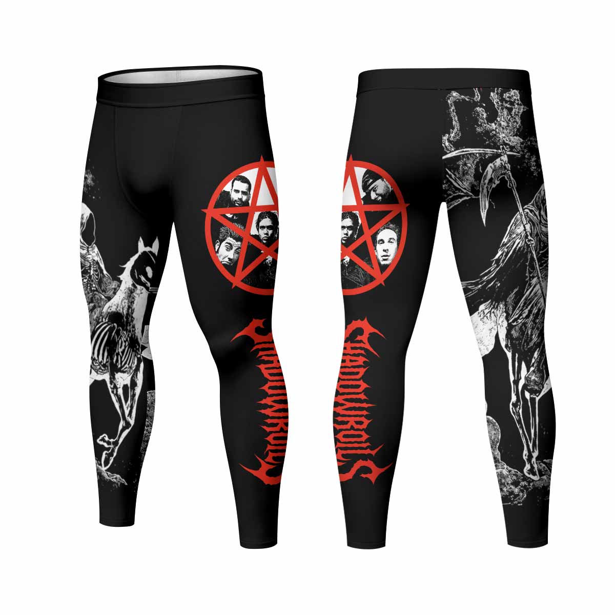 Deftones White Pony Grim Reaper Men's Leggings - front and back view