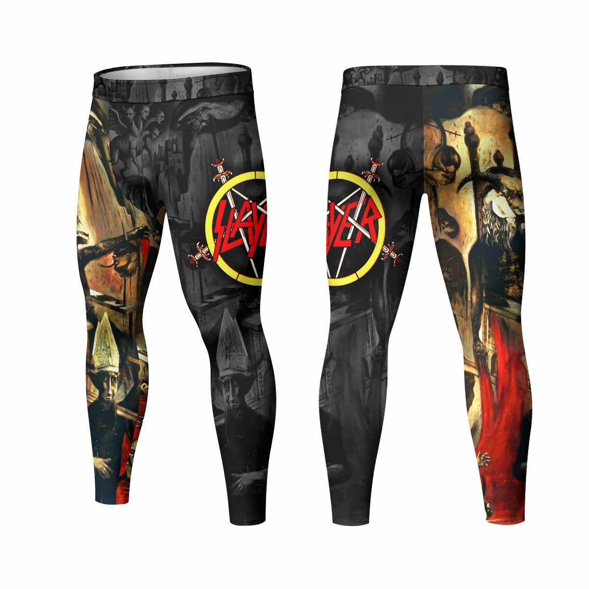 South of Heaven Slayer Men's Leggings - front and back view