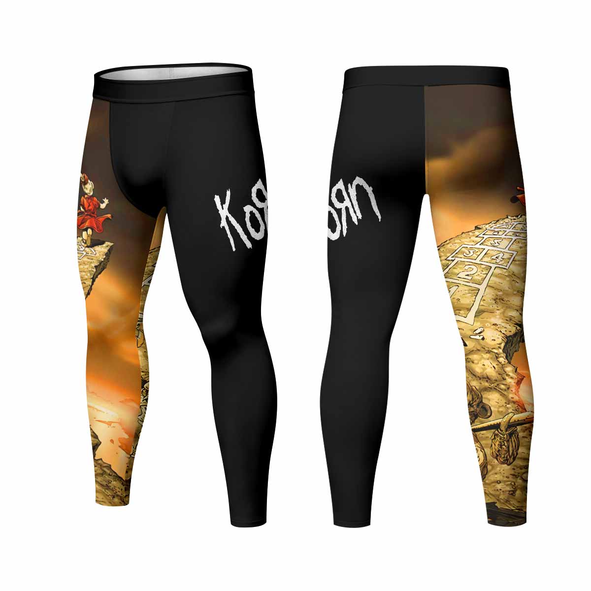 Korn Follow the Leader Hopscotch Men's Leggings - front and back view