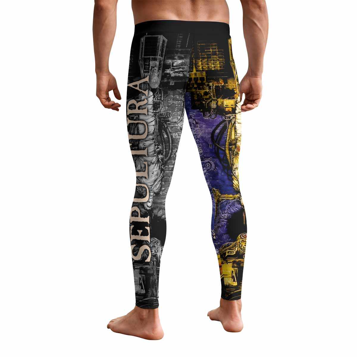 Chaos A.D. Sepultura Men's Leggings - back view mockup