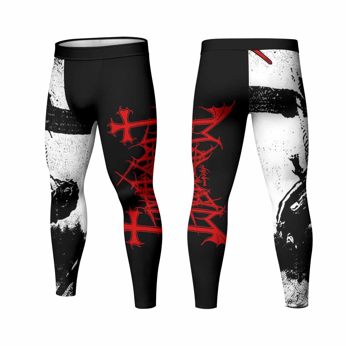 Mayhem Deathcrush No Fun No Core No Mosh No Trends Men's Leggings - front and back view
