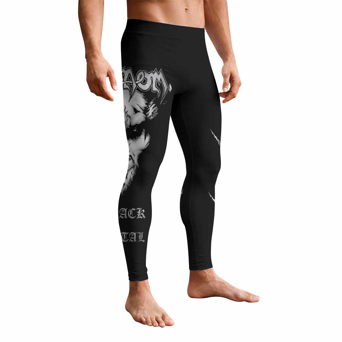 Venom Black Metal Goat Sigil Men's Leggings - front view mockup