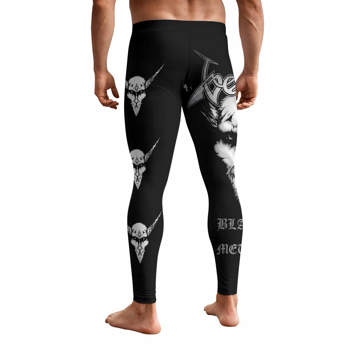 Venom Black Metal Goat Sigil Men's Leggings - back view mockup