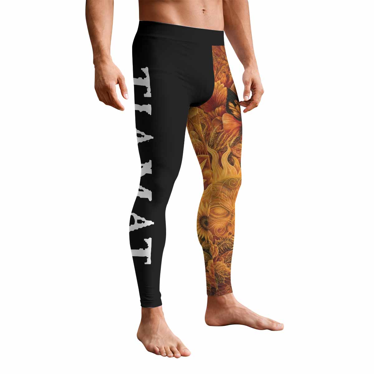 Tiamat Spiritual Sun Men's Leggings - front view mockup